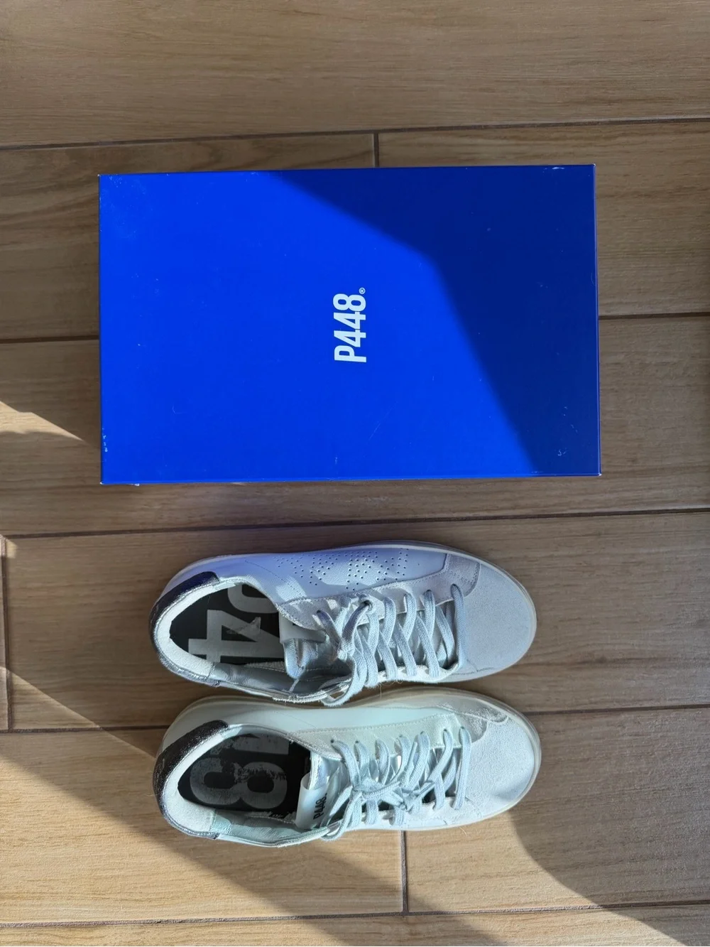 P448 Low-Top Sneakers in white and silver